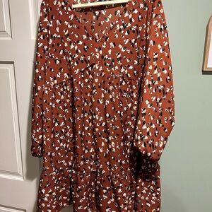 SHEIN Rust and White Abstract Print Blouse